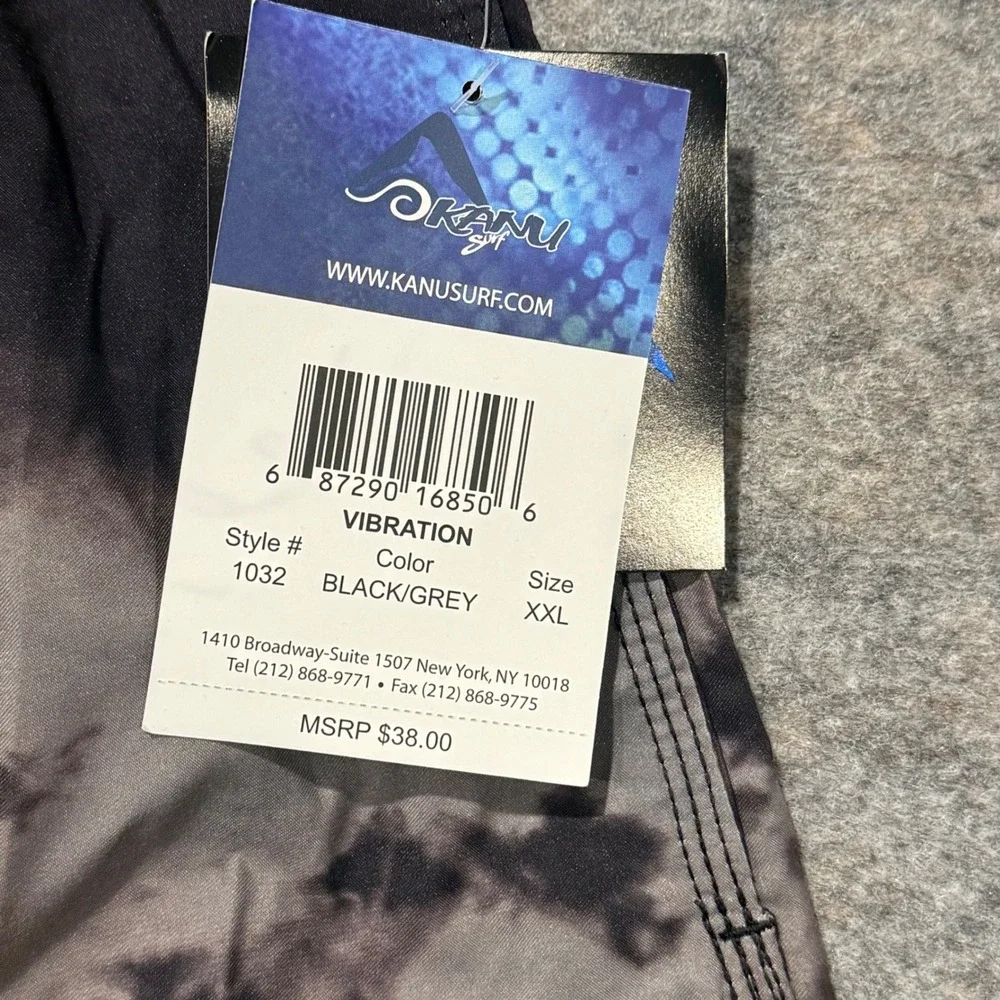 Kanu Surf Vibration Men Swim Trunks XXL‎ Black Grey Tie Dye Board Shorts NWT